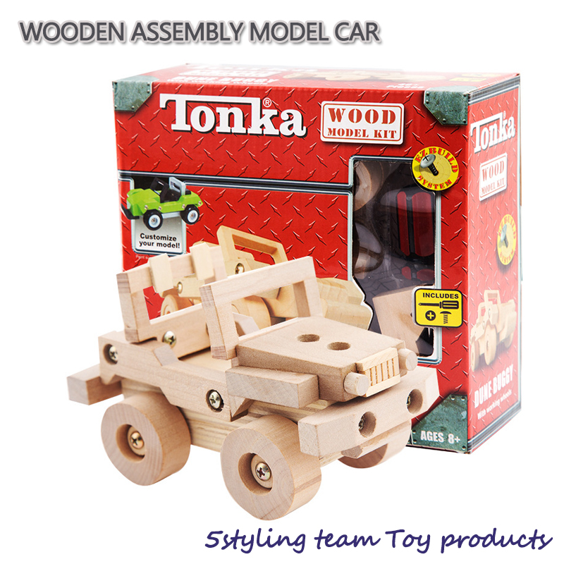 정품 나무 분해 모형 차량 지게차 아동 DIY 손 에 교육 장난감 도매 혼합